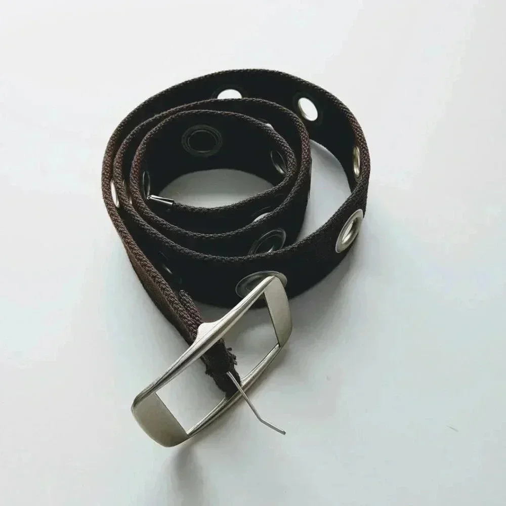 Canvas Belt 39" Rivets Green Military Look - Picture 3 of 5